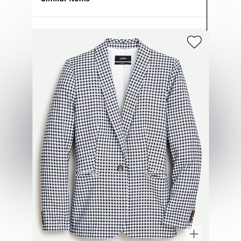 Jcrew gingham blazer navy blue